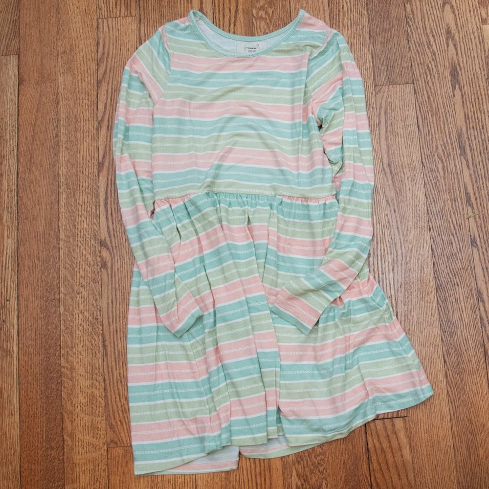 Girls Peek Play Striped Modal Long Sleeve Dress with Pockets Size 8